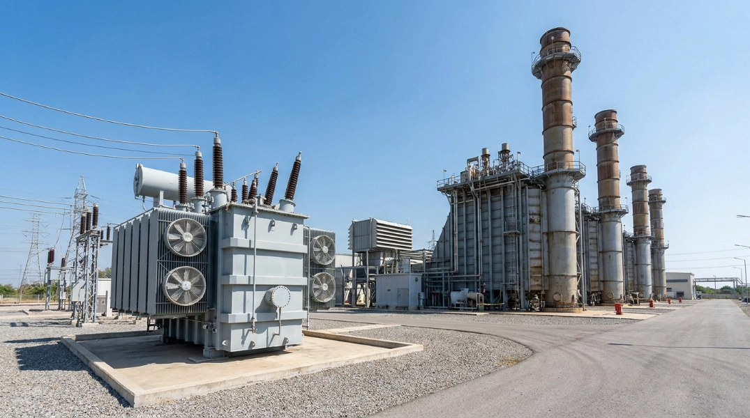 Generator step-up transformer installed at a combined cycle power plant